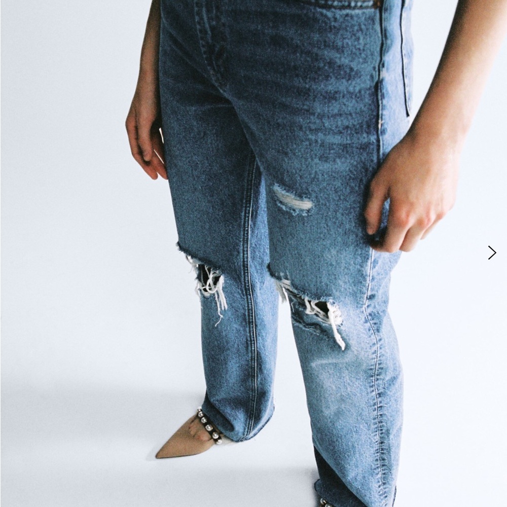 Black Label Distressed Wide Leg Jeans